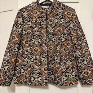 VNTG Kasper Gold Brown Boho Eclectic Grandpa Blazer - Size US 14 or Large